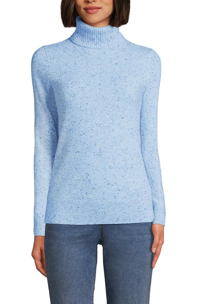 Lands' End Cashmere Turtleneck Sweater in Cool Blue Donegal Cover