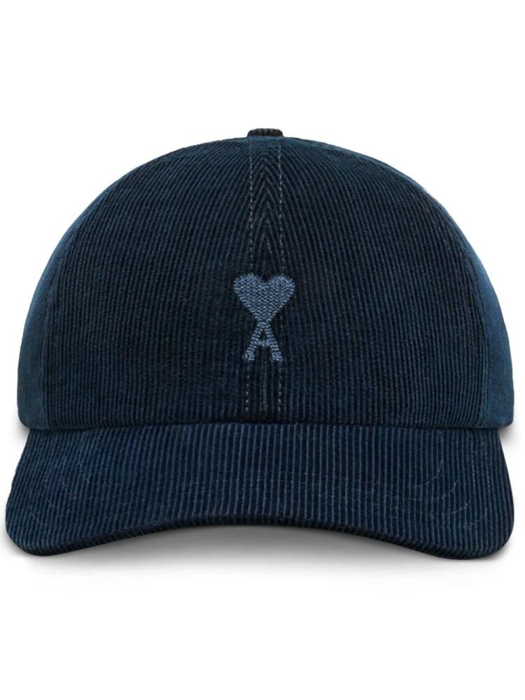 AMI Paris Ami de Coeur embroidery cotton cap - Blue Cover