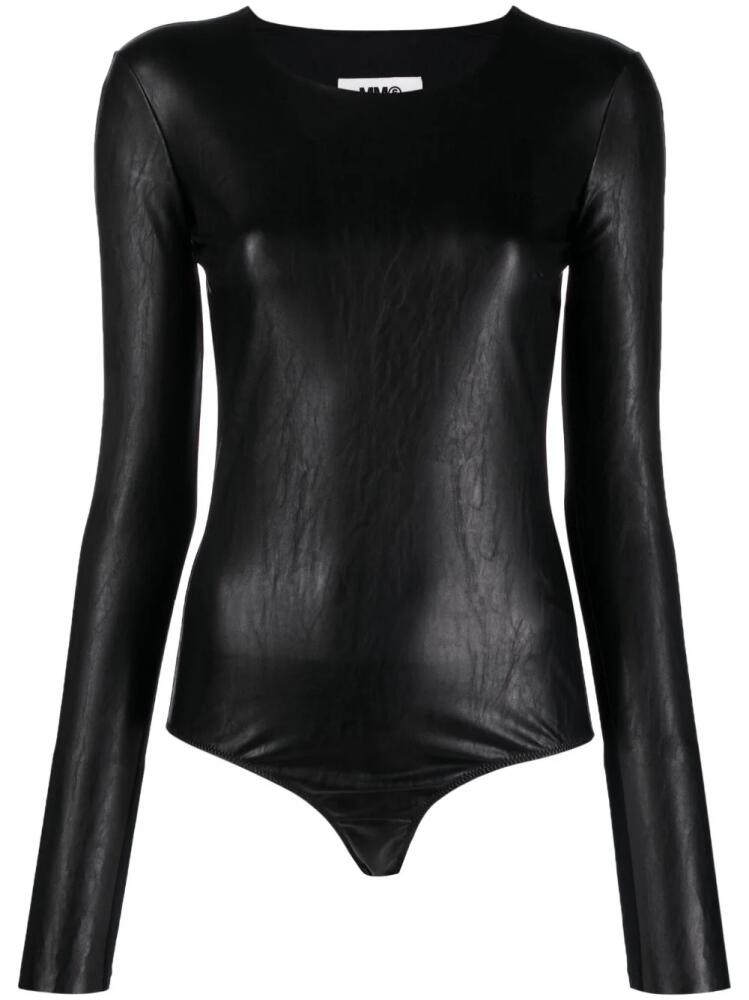 MM6 Maison Margiela long-sleeve faux-leather body - Black Cover