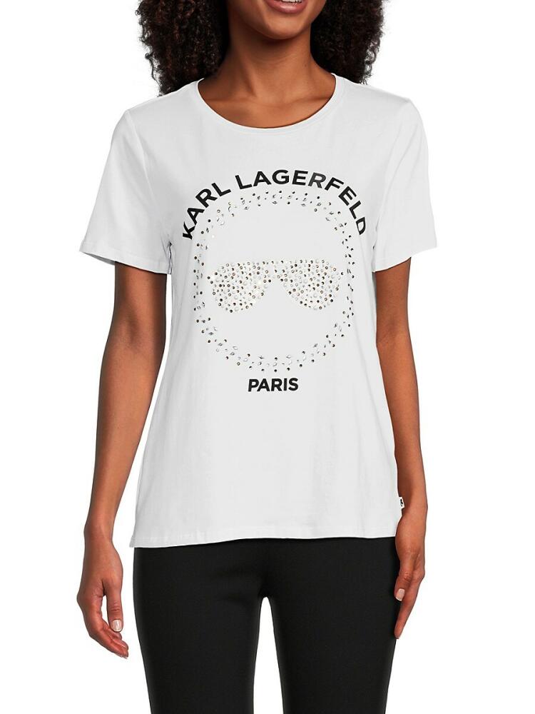 Karl Lagerfeld Paris Women's Embellished Sunglasses T-Shirt - White Cover