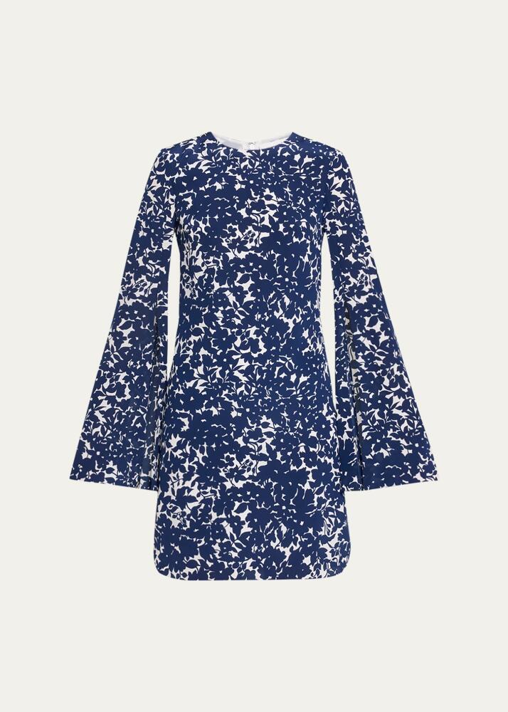 Michael Kors Collection Floral-Print Split Long-Sleeve Crepe De Chine Mini Dress Cover