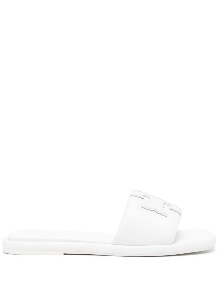 Tory Burch Double T leather slides - White Cover