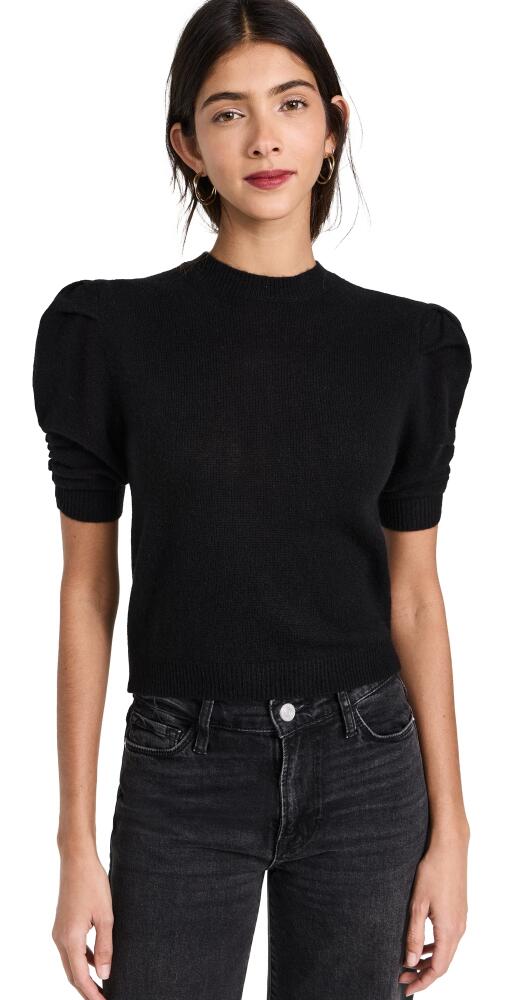 FRAME Ruched Sleeve Cashmere Sweater Noir Cover