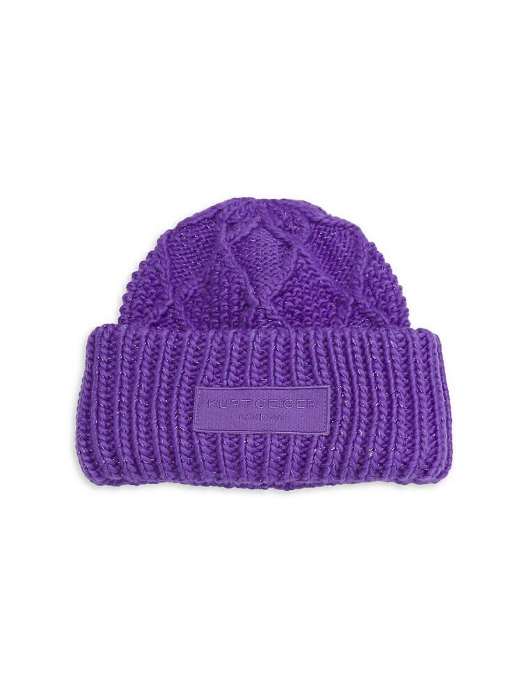 Kurt Geiger London Women's Metallic Cable Knit Beanie - Purple Cover