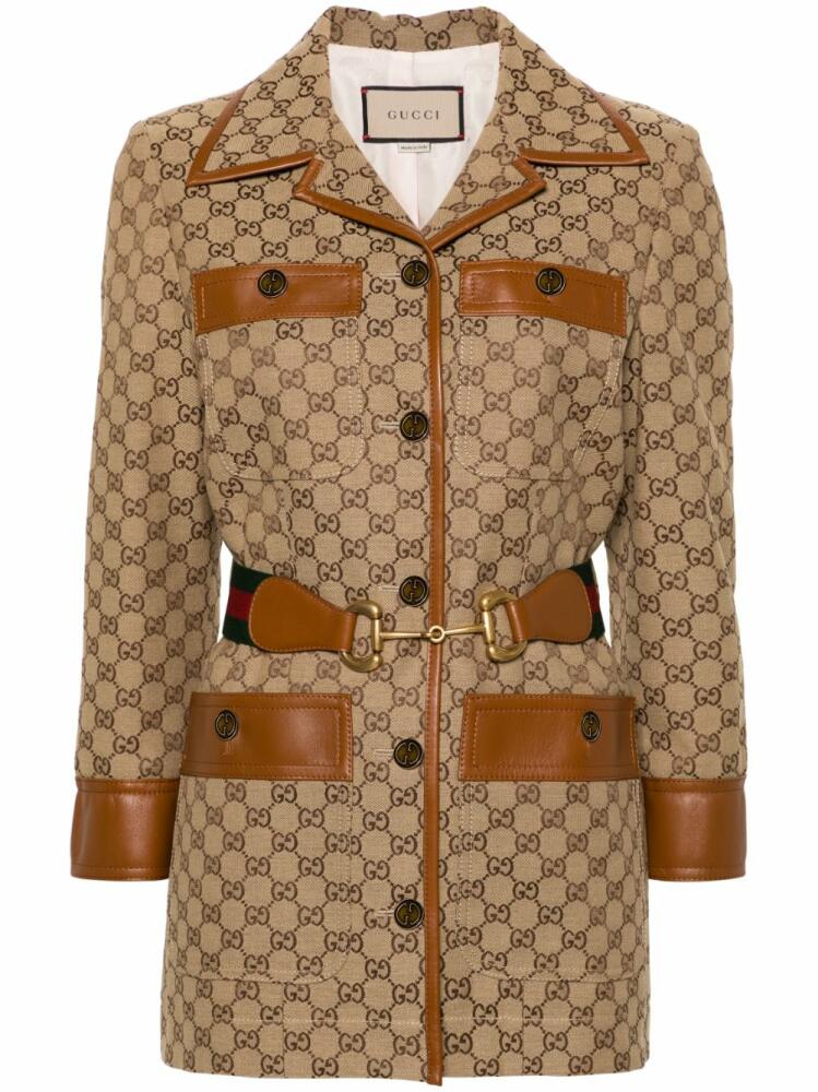 Gucci GG Supreme belted jacket - Neutrals Cover