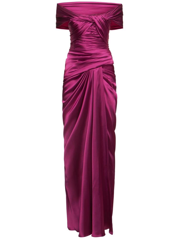 ZUHAIR MURAD Off-the-shoulder Draped Satin Long Dress Cover