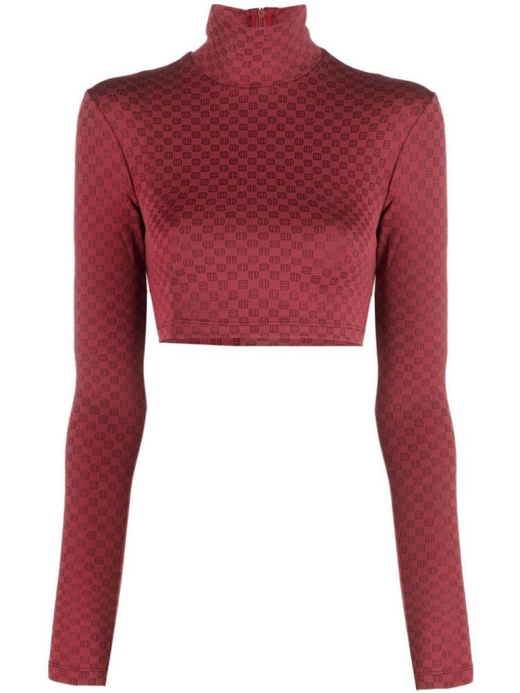 AMBUSH checkerboard print cropped long sleeve shirt - Red Cover