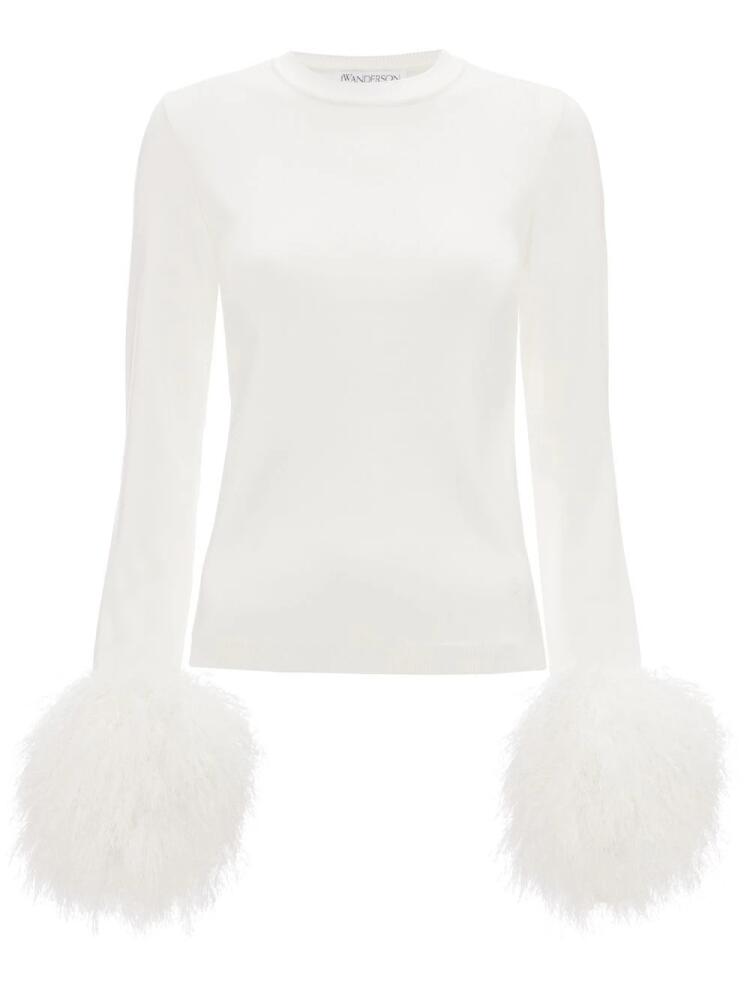 JW Anderson pom pom-sleeve crew neck sweater - White Cover