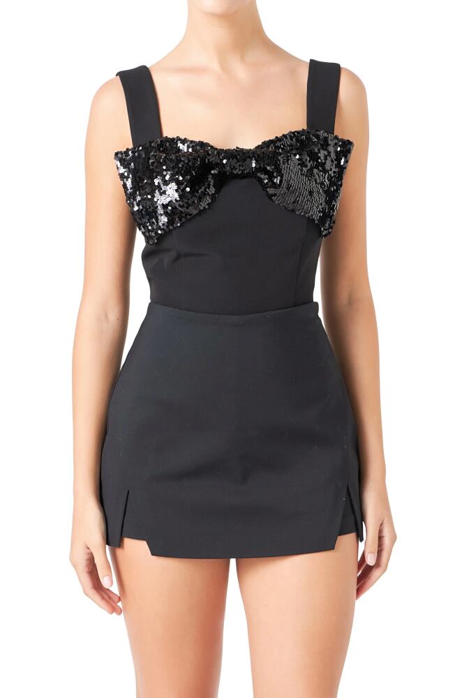 Endless Rose Sequin Bow Stretch Tank in Black Cover