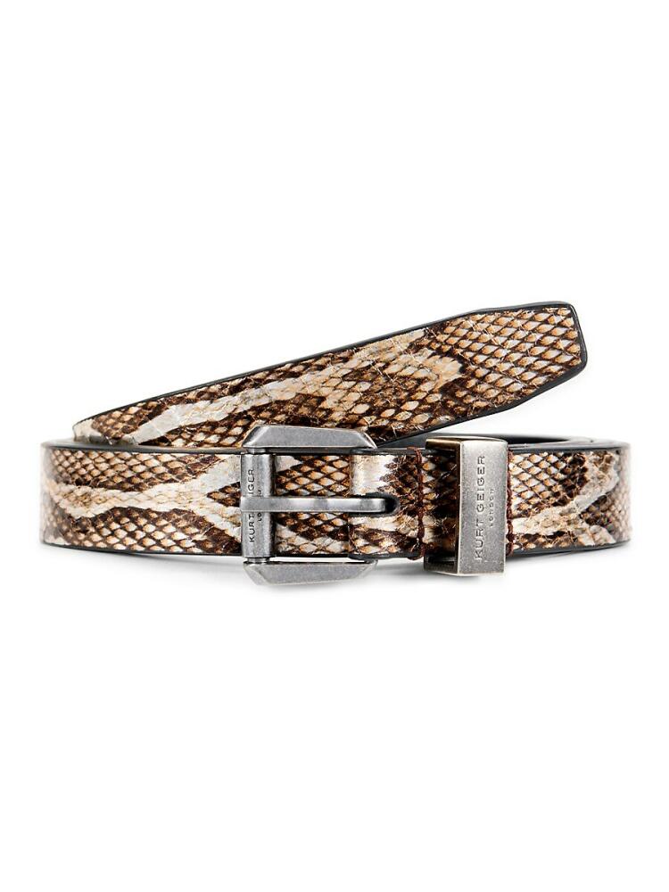 Kurt Geiger London Women's Python Print Leather Belt - Gold Snake Cover