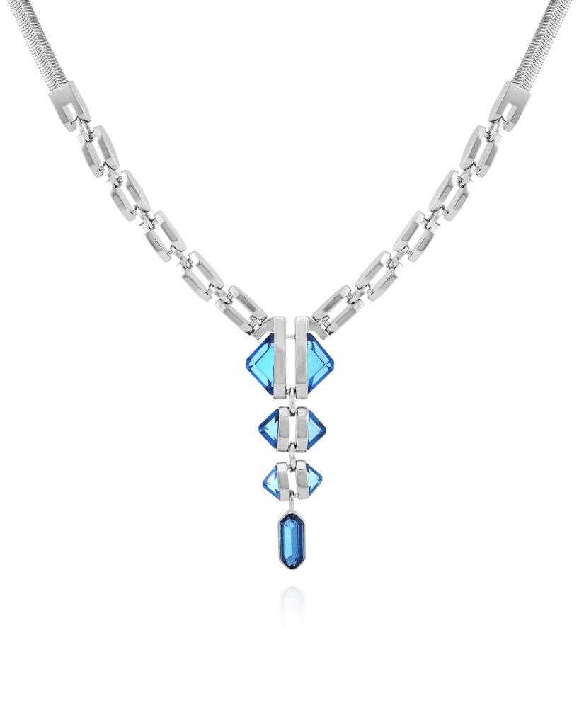 Vince Camuto Imitation Light Sapphire Epoxy Pendant Silver-Tone Thick Snake Chain Necklace - Silver, Imitation Light Sapphire Cover