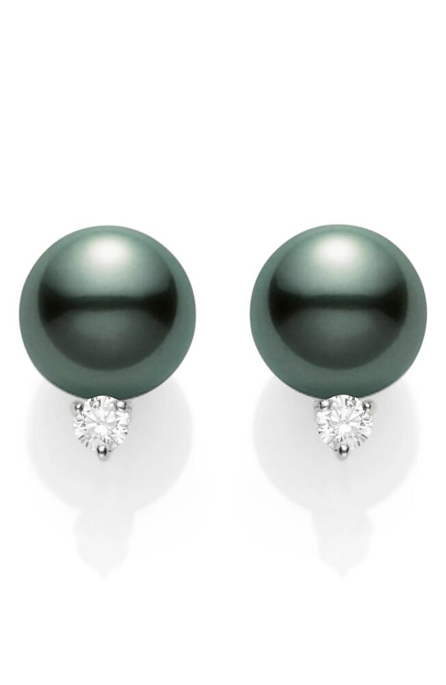 Mikimoto Black South Sea Pearl & Diamond Stud Earrings in D0.20 Gvs 18Kwg Cover