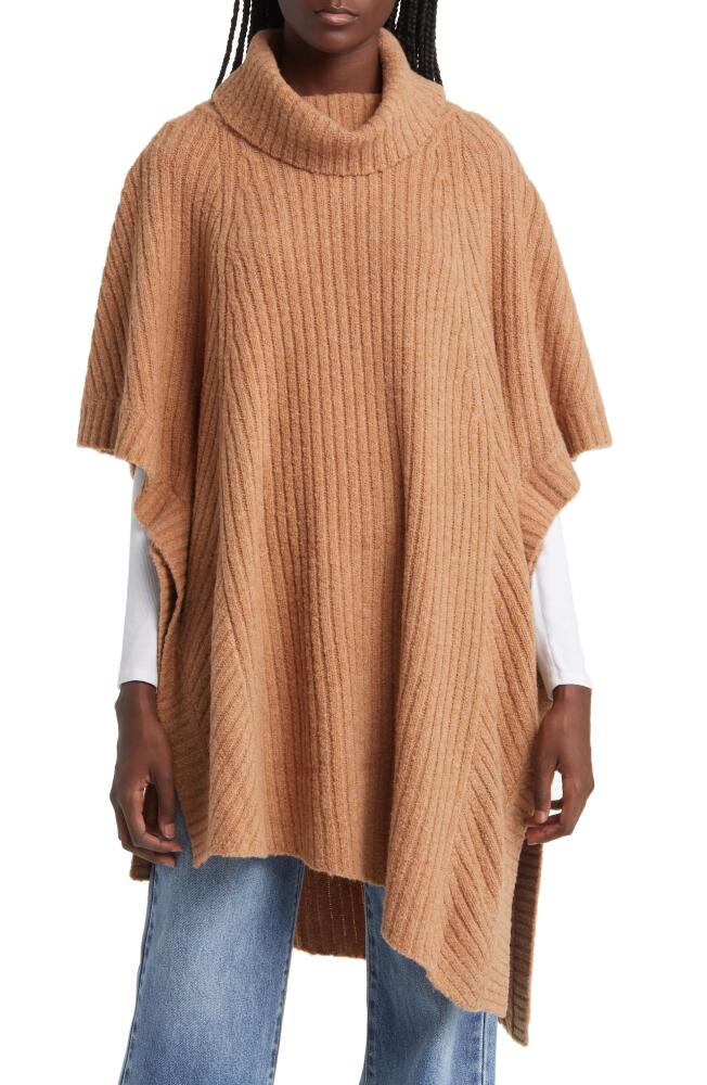 Nordstrom Wool & Cashmere Turtleneck Poncho in Cashew Cover