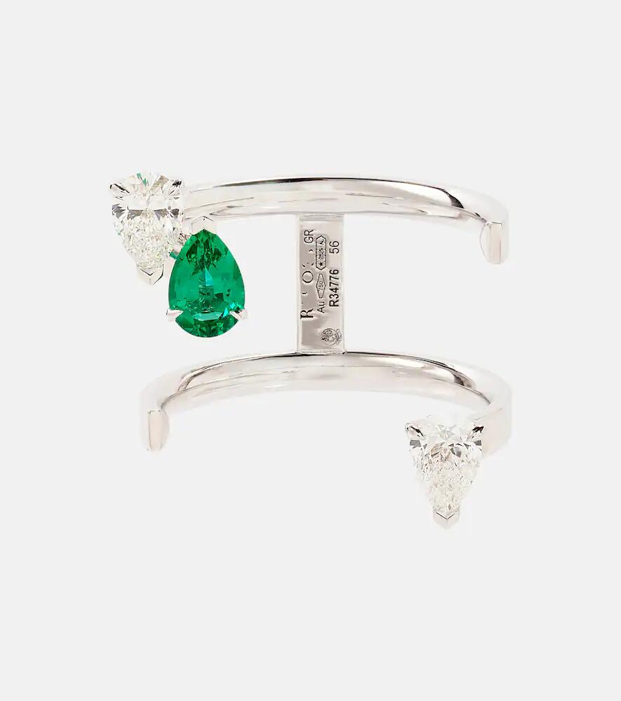 Repossi Serti Sur Vide 18kt white gold ring with diamonds and emerald Cover