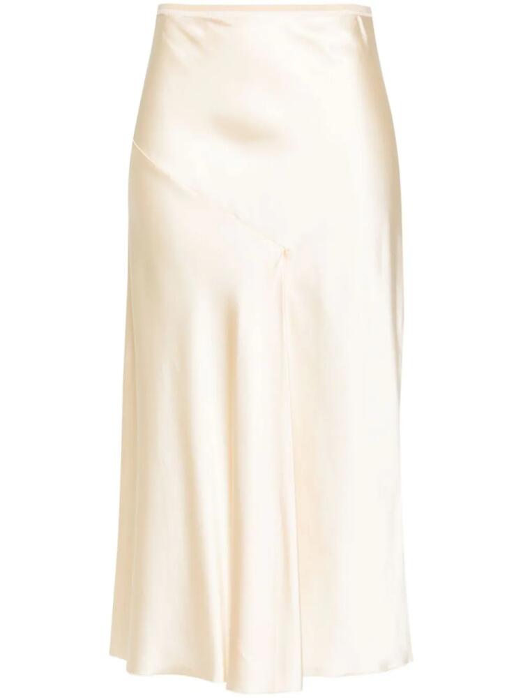 Patrizia Pepe draped satin midi skirt - Neutrals Cover