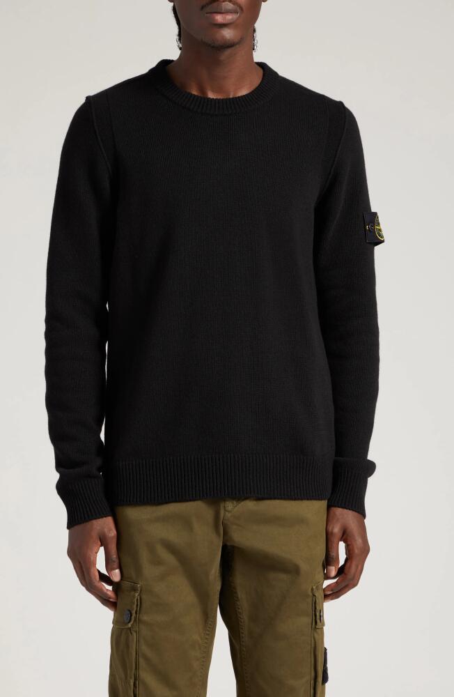 Stone Island Crewneck Wool Blend Sweater in Black Cover