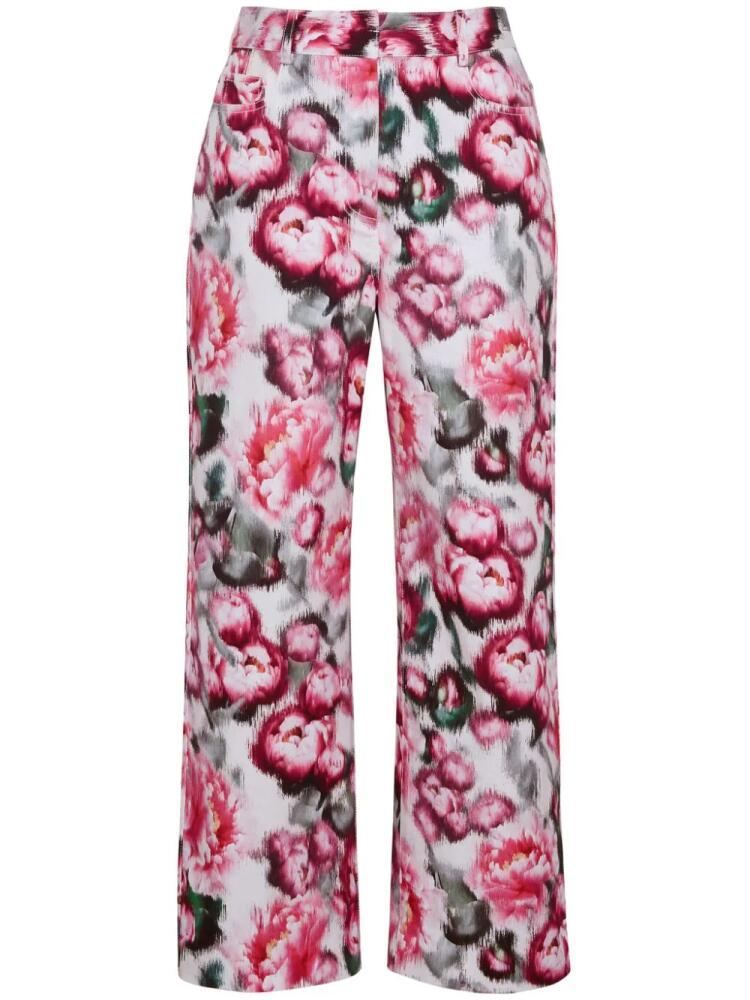 Adam Lippes Alessia floral-print cropped trousers - Pink Cover