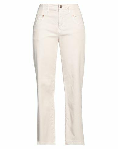 Avantgar Denim By European Culture Woman Pants Ivory Cotton, Polyester, Elastane Cover