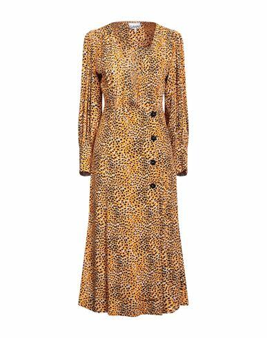 Ganni Woman Midi dress Ocher EcoVero viscose, Viscose Cover