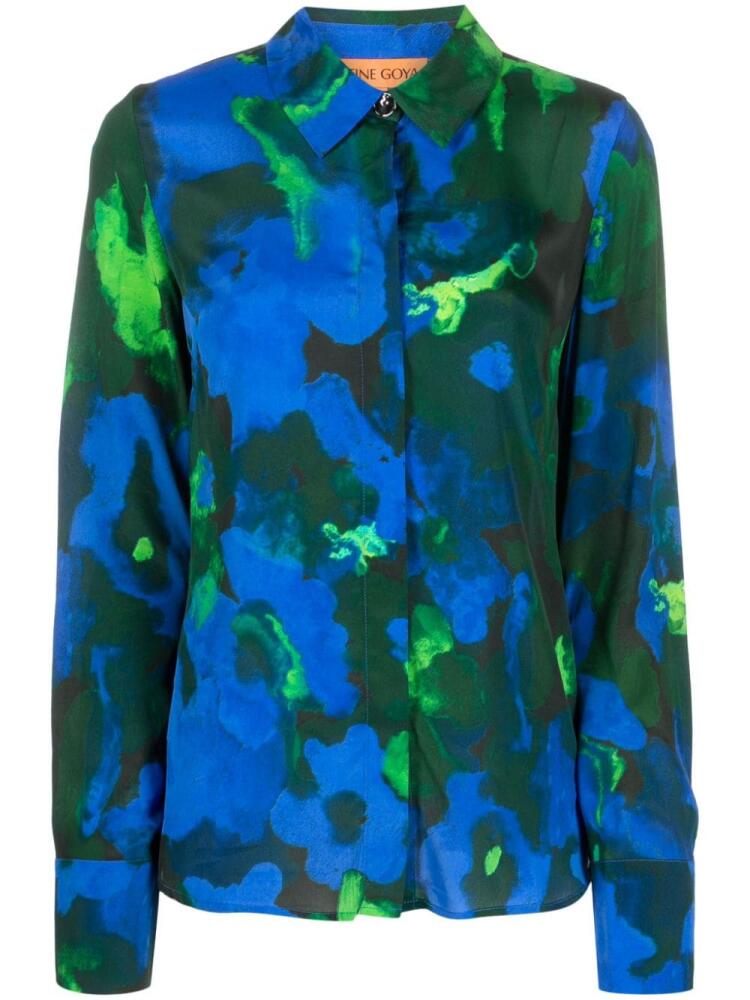 Stine Goya abstract-print satin-finish shirt - Blue Cover