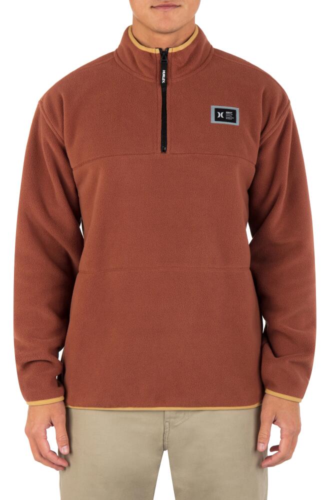 Hurley Mesa Windchill Quarter-Zip Fleece Sweatshirt in Zion Rust Cover