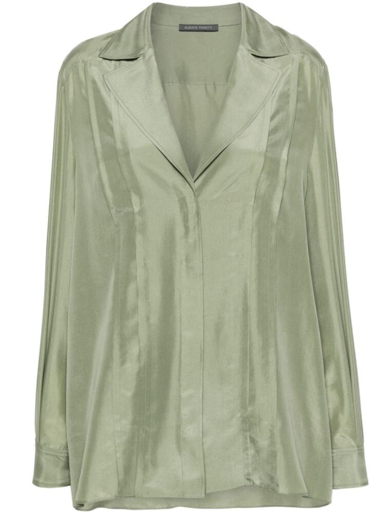 Alberta Ferretti notched-collar silk shirt - Green Cover