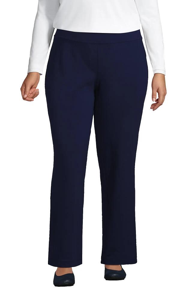 Lands' End Plus Size Starfish Mid Rise Straight Leg Pants in Deep Sea Navy Cover