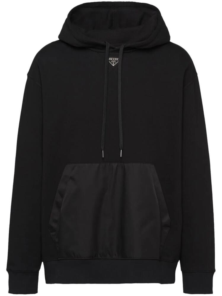 Prada triangle-logo fleece hoodie - Black Cover