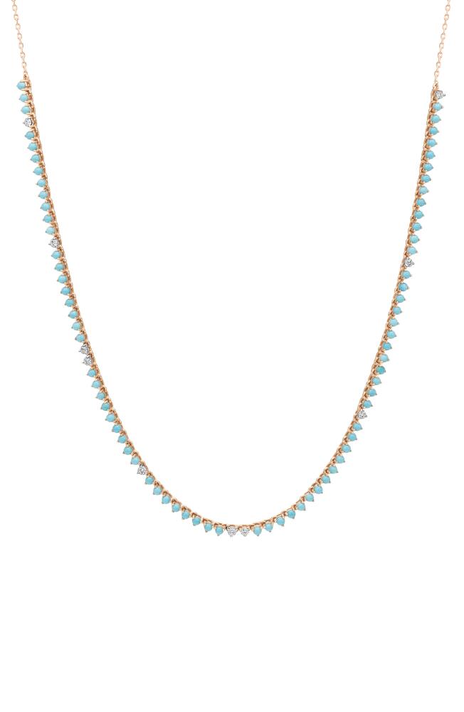 Adina Reyter Turquoise & Diamond Half Riviera Necklace in Yellow Gold Cover