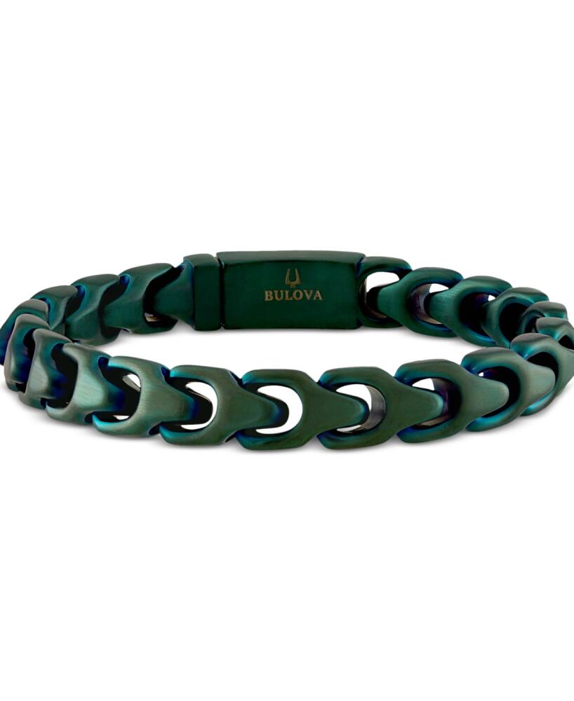 Bulova Green-Tone Ip Stainless Steel Link Bracelet - Green Cover