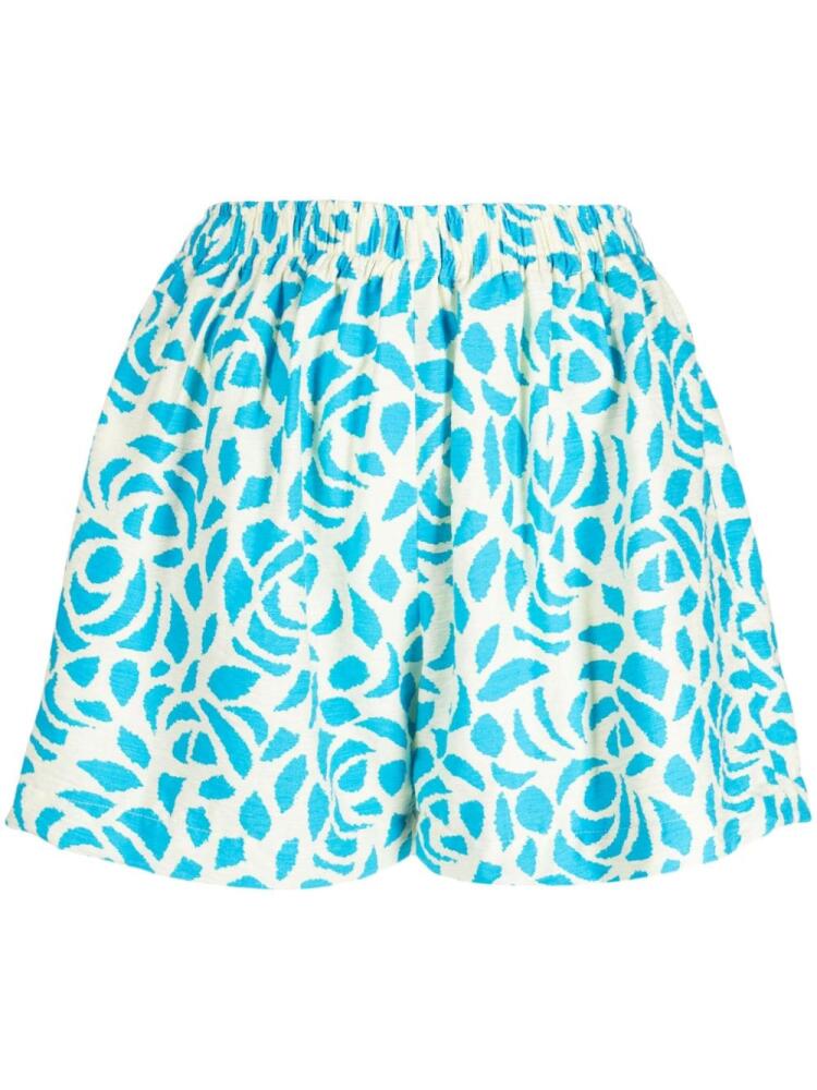 Bambah Camelia floral-print linen shorts - Blue Cover