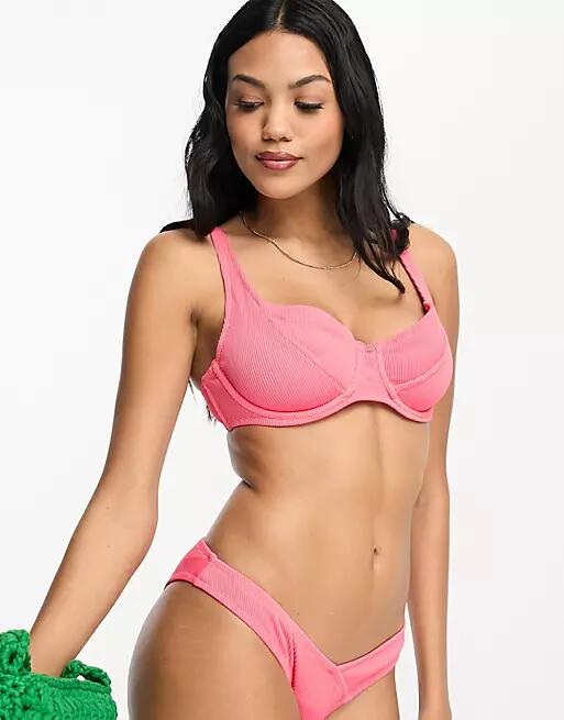 We Are We Wear Fuller bust rib stacey underwire bikini top in cerise pink Cover