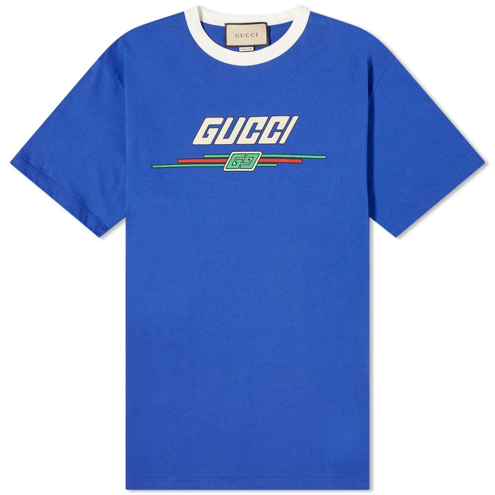 Gucci Men's Graphic Logo T-Shirt in Admiral Blue Cover