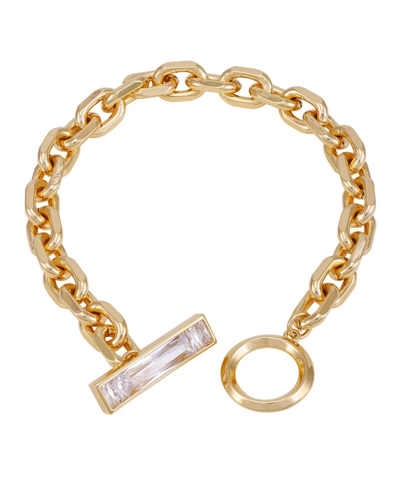 Vince Camuto Gold-Tone Glass Stone Toggle Chain Bracelet - Gold Cover