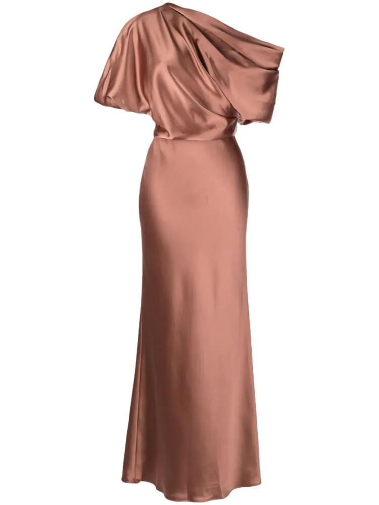 Amsale off-shoulder draped maxi dress - Brown Cover