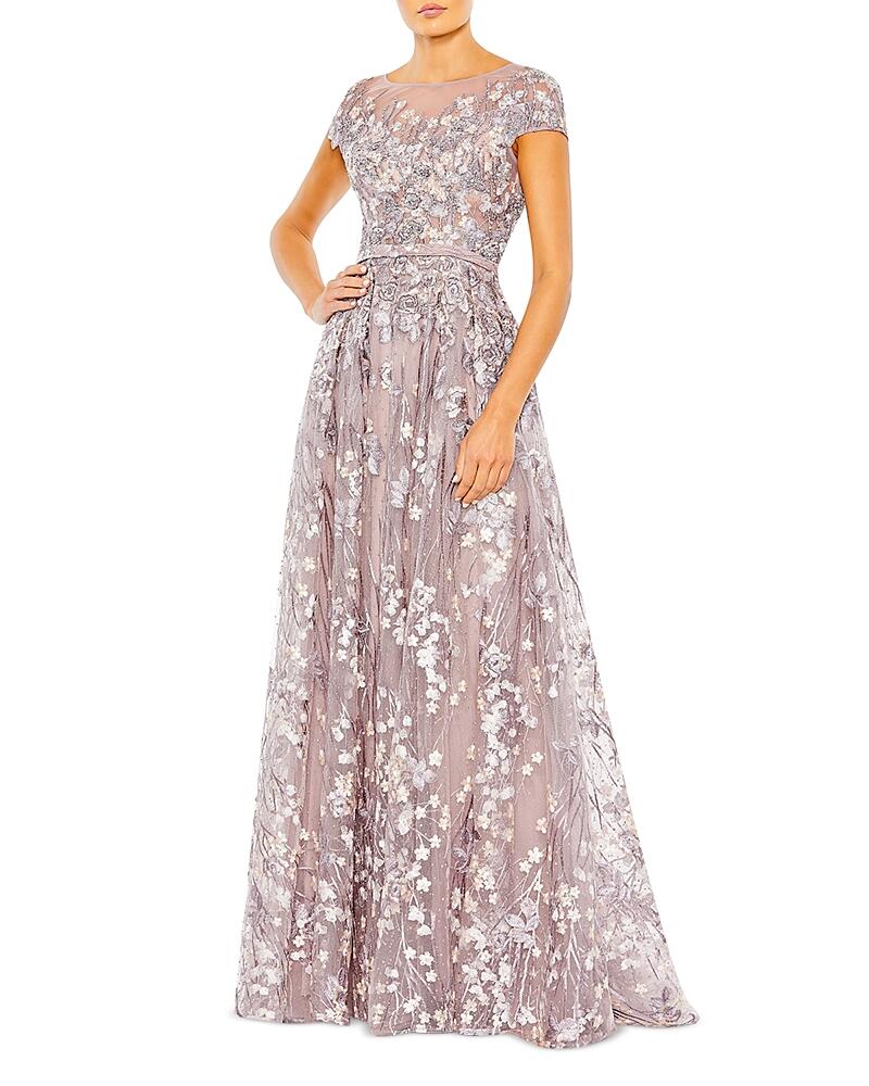 Mac Duggal Embroidered Tulle Cap Sleeve Gown Cover