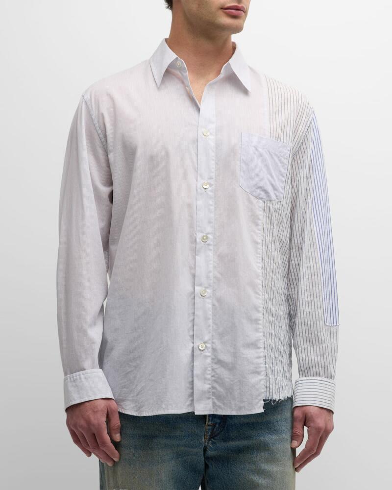 John Elliott Men's Paneled Cloak Button-Down Shirt Cover