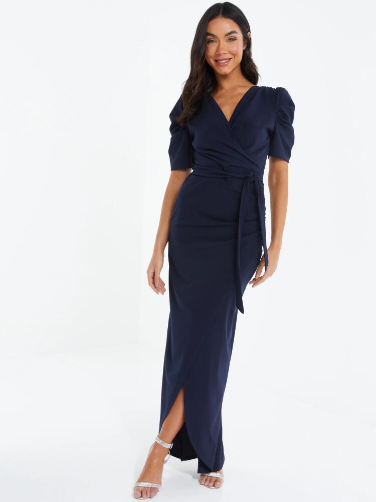 QUIZ Puff Sleeve Maxi Dress in Navy Cover