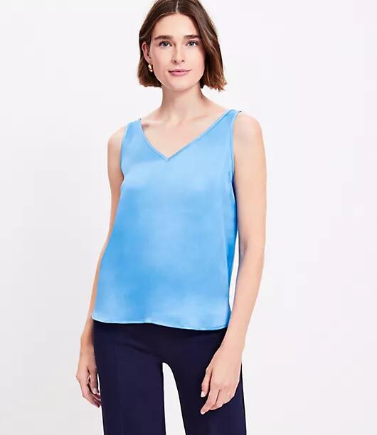 Loft Satin Double V Tank Top Cover