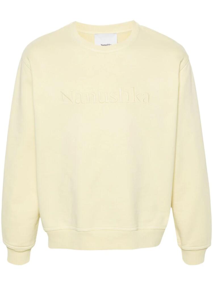 Nanushka logo-embroidered cotton sweatshirt - Yellow Cover