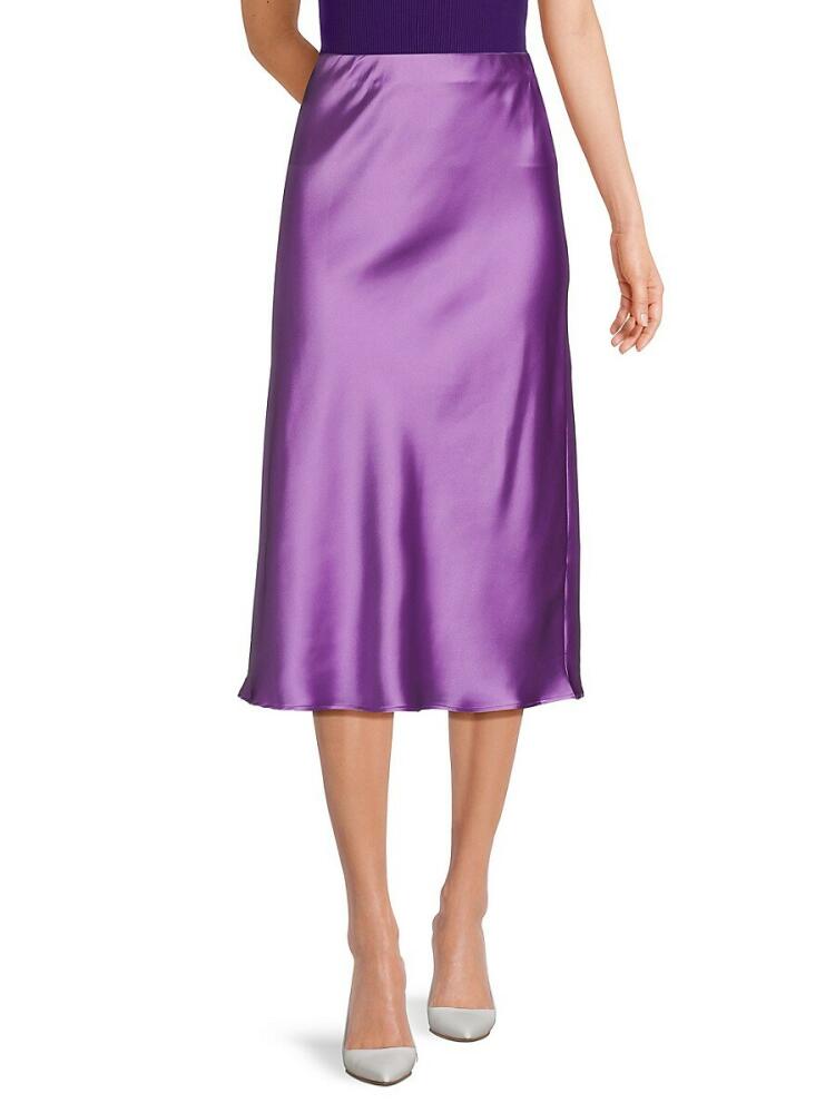 Renee C. Women's Satin Midi Skirt - Neon Lavender Cover