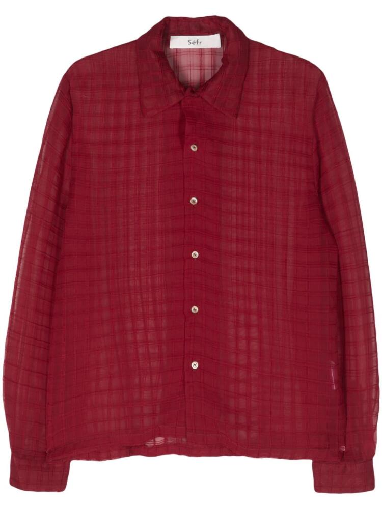 Séfr Sancho checked semi-sheer shirt - Red Cover