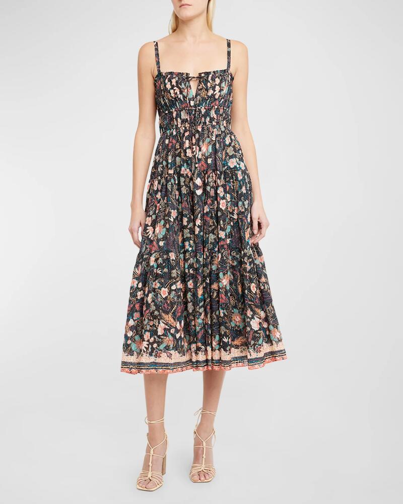 Ulla Johnson Anisa Ruffled Floral Tiered Sleeveless Midi Dress Cover