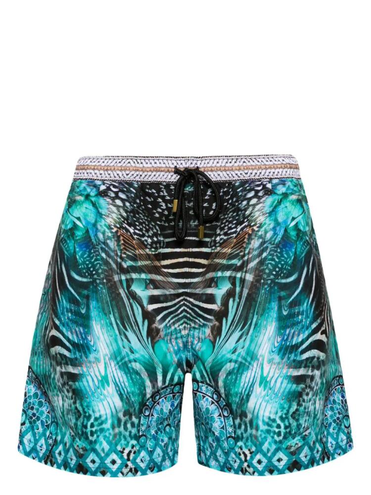 Camilla mix-print swim shorts - Blue Cover