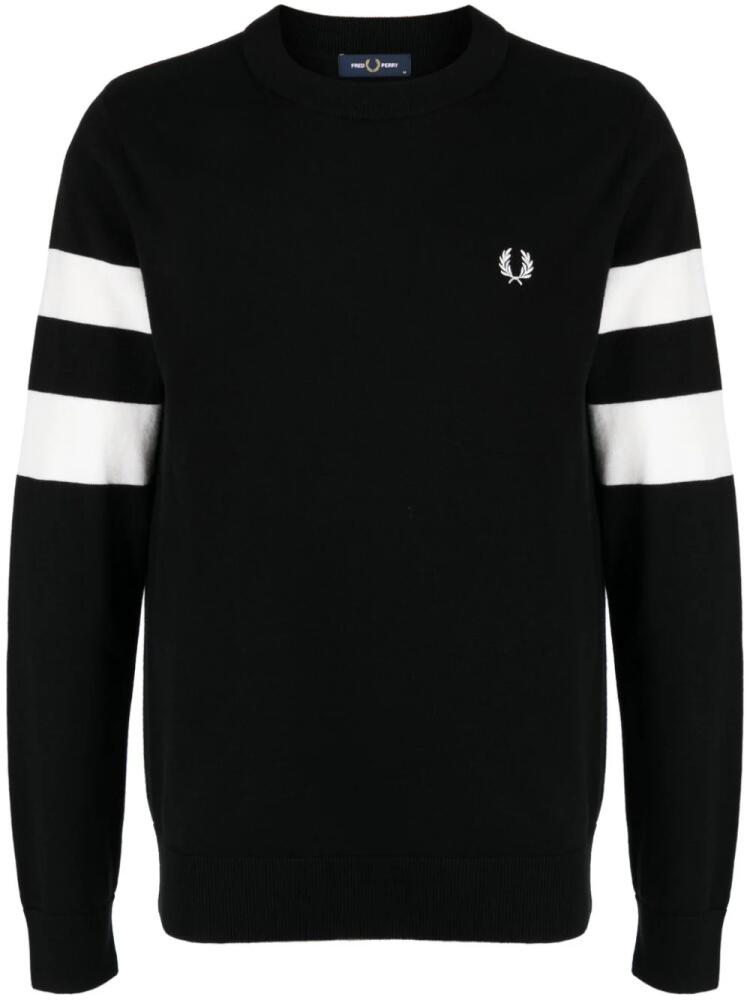 Fred Perry Ringer-embroidered cotton sweatshirt - Black Cover