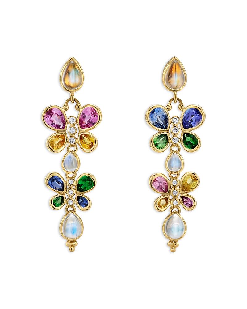 Temple St. Clair 18K Yellow Gold Cl Color Multi Gemstone & Diamond Luna Flutter Drop Earrings Cover