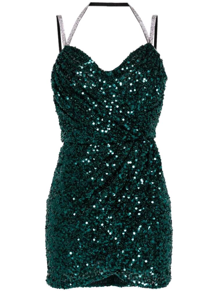 Dolce & Gabbana crystal-embellished sequinned mini dress - Green Cover