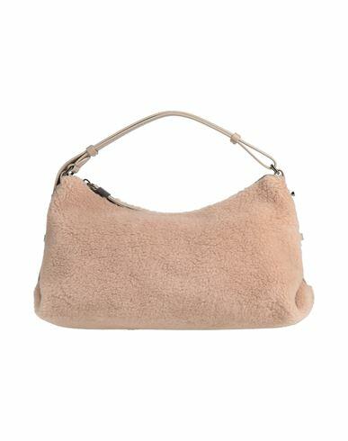 Brunello Cucinelli Woman Handbag Sand Virgin Wool, Polyamide, Cashmere, Leather, Ecobrass Cover