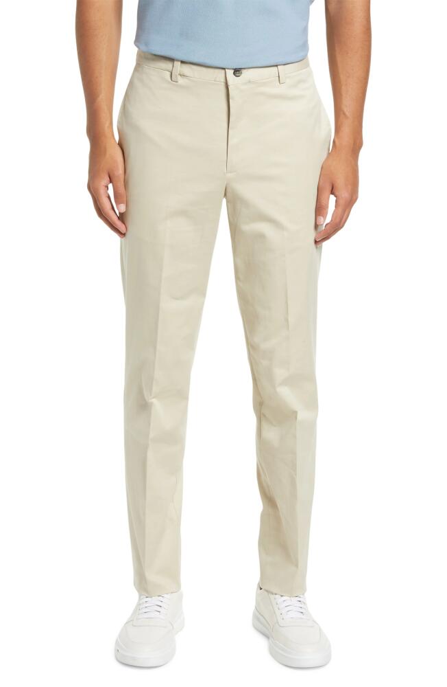 Berle Charleston Flat Front Stretch Cotton Khakis in Stone Cover