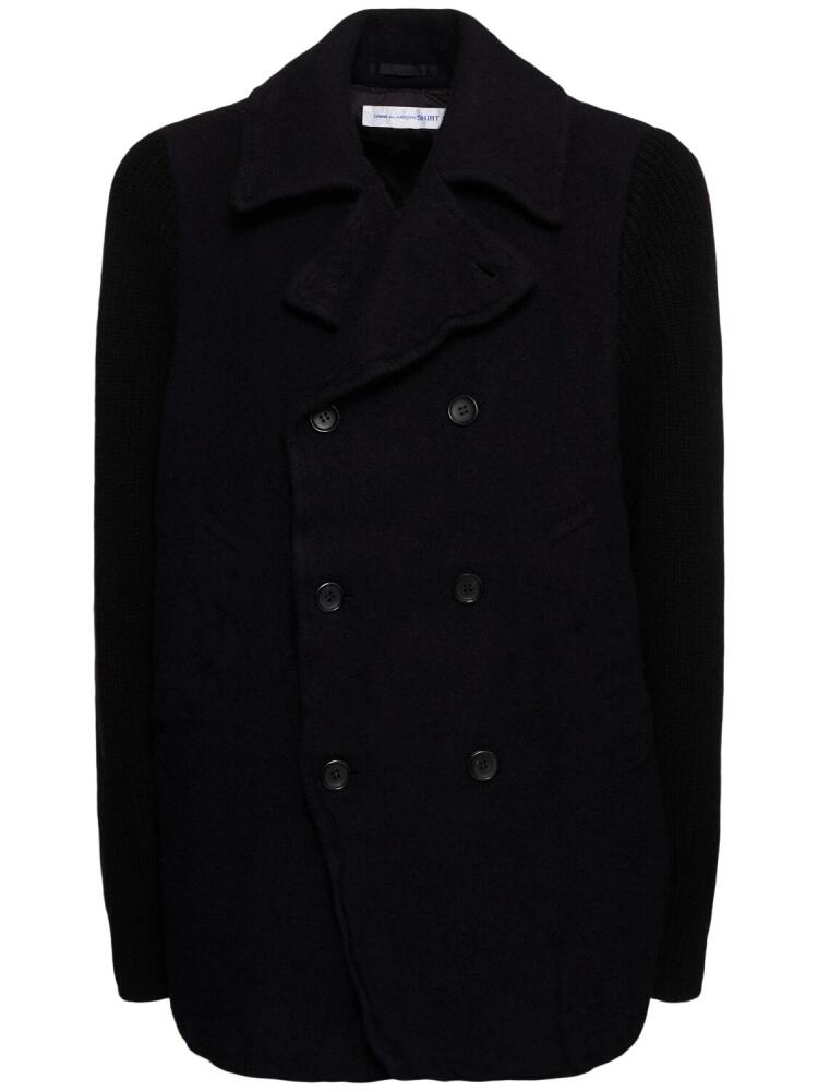 COMME DES GARÇONS SHIRT Wool Blend Double Breasted Peacoat Cover